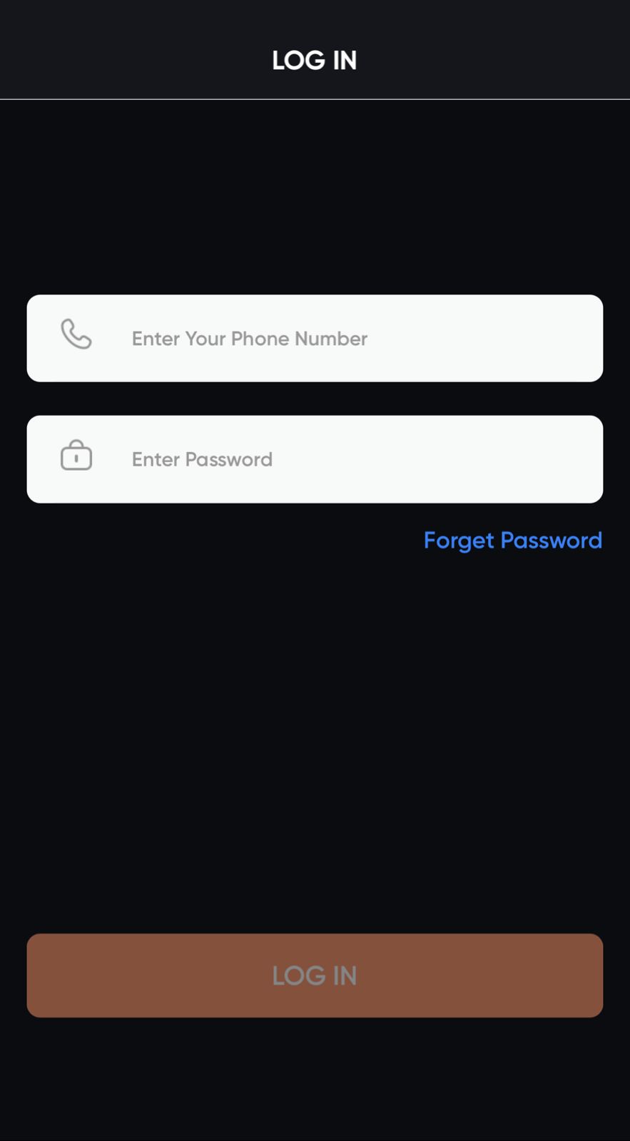 Ola Pay login screen with phone number and password fields
